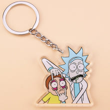 Load image into Gallery viewer, Cute Anime Cartoon Rick And Morty Keychain Acrylic Key Chain Women and Men Kids Key Ring Gift Porte Clef
