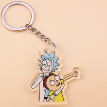 Load image into Gallery viewer, Cute Anime Cartoon Rick And Morty Keychain Acrylic Key Chain Women and Men Kids Key Ring Gift Porte Clef