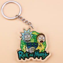 Load image into Gallery viewer, Cute Anime Cartoon Rick And Morty Keychain Acrylic Key Chain Women and Men Kids Key Ring Gift Porte Clef
