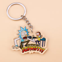 Load image into Gallery viewer, Cute Anime Cartoon Rick And Morty Keychain Acrylic Key Chain Women and Men Kids Key Ring Gift Porte Clef