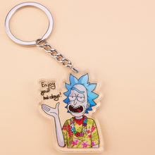 Load image into Gallery viewer, Cute Anime Cartoon Rick And Morty Keychain Acrylic Key Chain Women and Men Kids Key Ring Gift Porte Clef