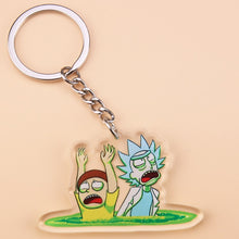 Load image into Gallery viewer, Cute Anime Cartoon Rick And Morty Keychain Acrylic Key Chain Women and Men Kids Key Ring Gift Porte Clef