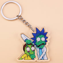 Load image into Gallery viewer, Cute Anime Cartoon Rick And Morty Keychain Acrylic Key Chain Women and Men Kids Key Ring Gift Porte Clef