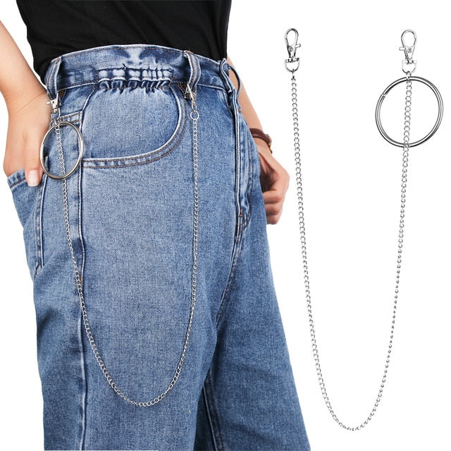 Metal Pants Chain Pocket Chain With Keyring Clip Jewelry