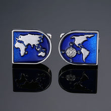 Load image into Gallery viewer, Men's French shirts cufflinks wholesale environmental protection enamel  baking polishing Blue crystal pattern cufflinks
