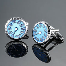 Load image into Gallery viewer, Men's French shirts cufflinks wholesale environmental protection enamel  baking polishing Blue crystal pattern cufflinks
